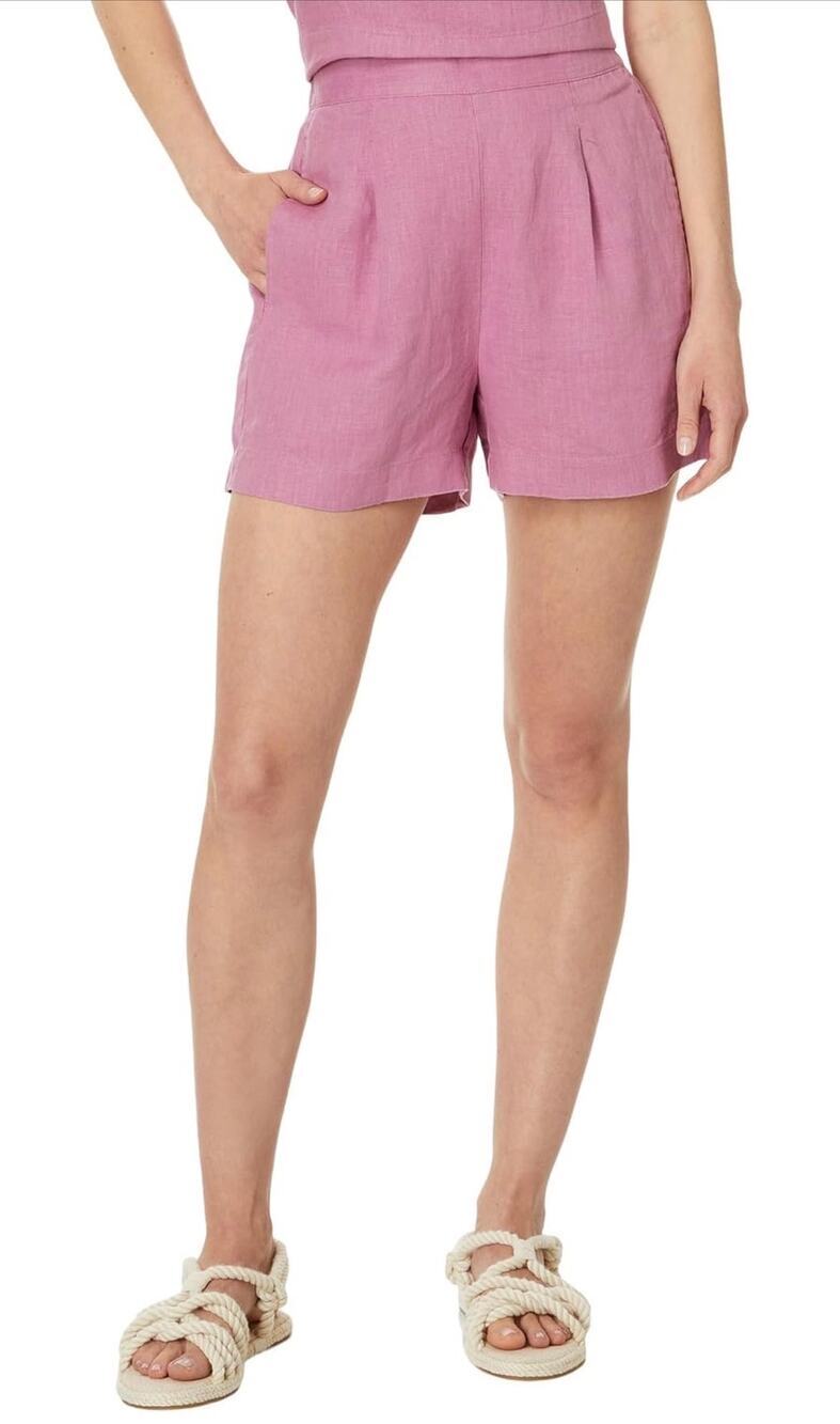 Madewell Clean Pull-On Shorts in 100% Linen Pink - Size: XS
